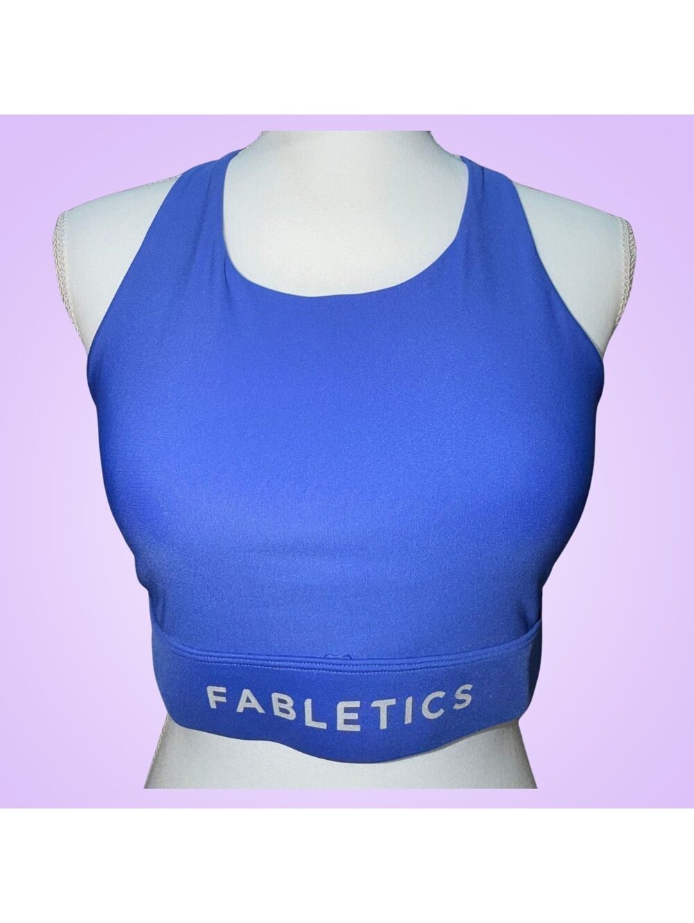 Fabletics Blue Sports Bra | Crisscross Cutout Back Logo Band Athletic